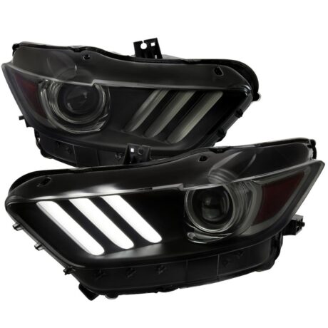 2015-17 Mustang Headlight Kit w/ Switchback Sequential LED Turn - Smoked