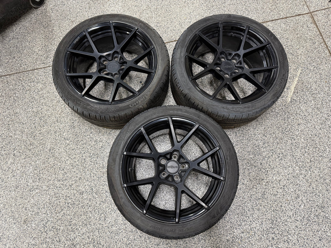 Ford Mustang Rotiform Black Wheels Tires Set of 3 19x10"